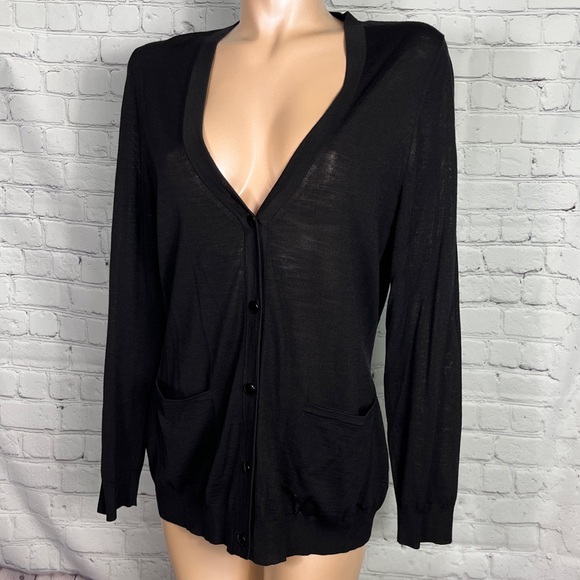 St. John Black V Neck Cardigan size M - Picture 1 of 5